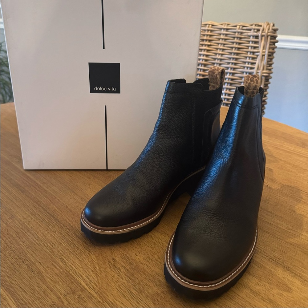 Dolce Vita Black Leather Chelsea Ankle Boots